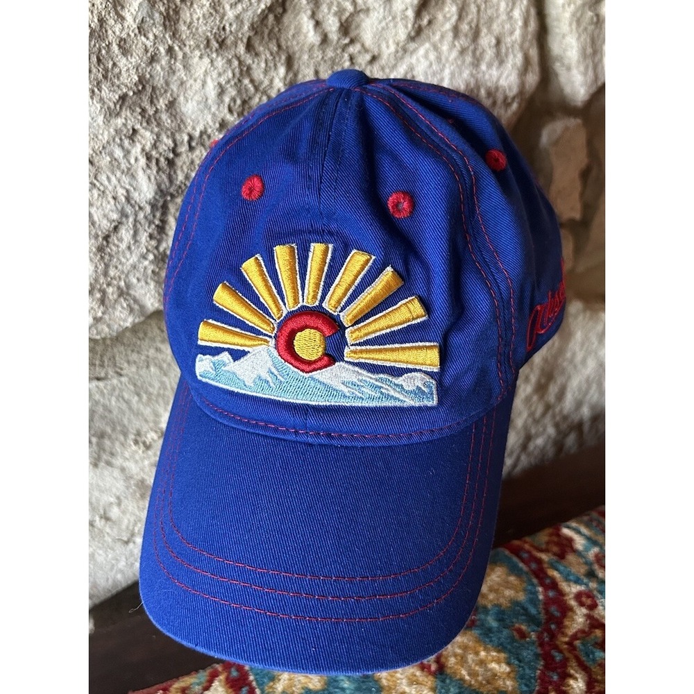 Colorado Aksels Hat Cap Blue Red Sunrise Mountains Adjustable Unisex Cotton